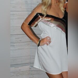 NBD Revolve mini sequin mesh dress